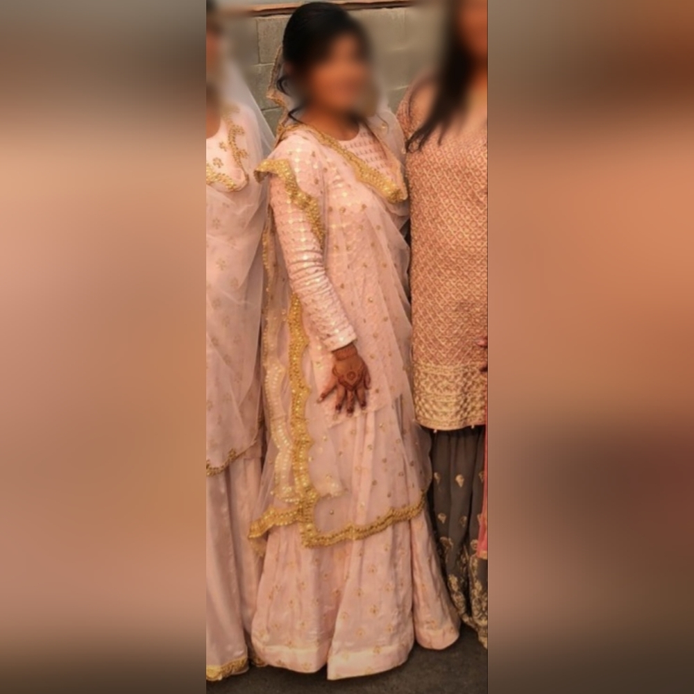 Indian Punjabi Pakistani Palazzo salwar suit in Blush Pink Mauve size XS